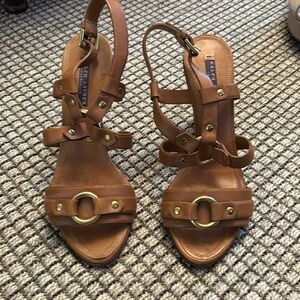 Ralph lauren tan 4 inch heel sandal